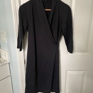 J. McLaughlin Black Wrap-Front Midi Dress Small